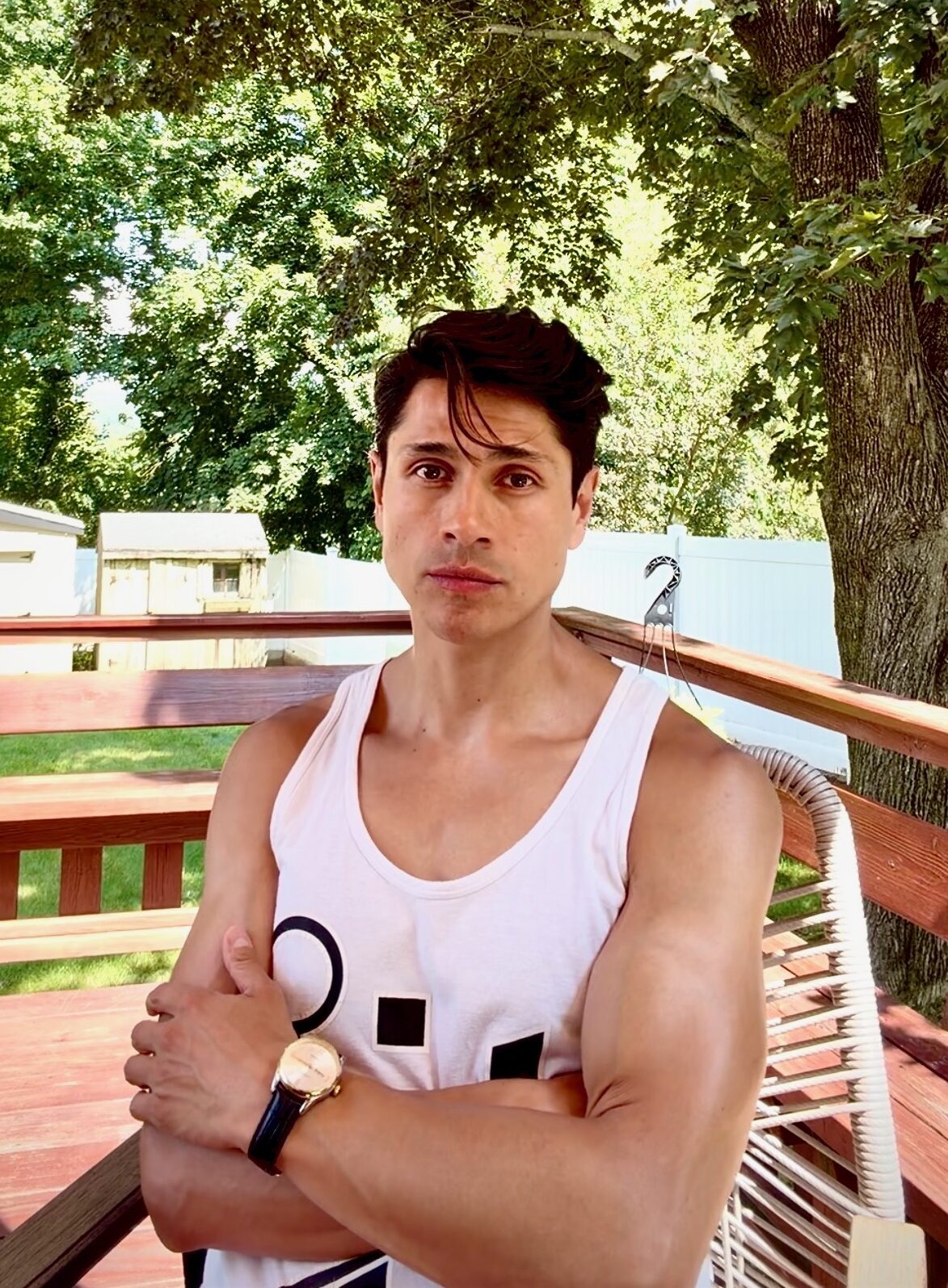 Health and Wellness Coach Alex On His Deck